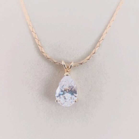 Vargas H.G.E. Faux Diamond Tear Drop Necklace Vintage 1940's 17 Inches - Picture 3 of 11